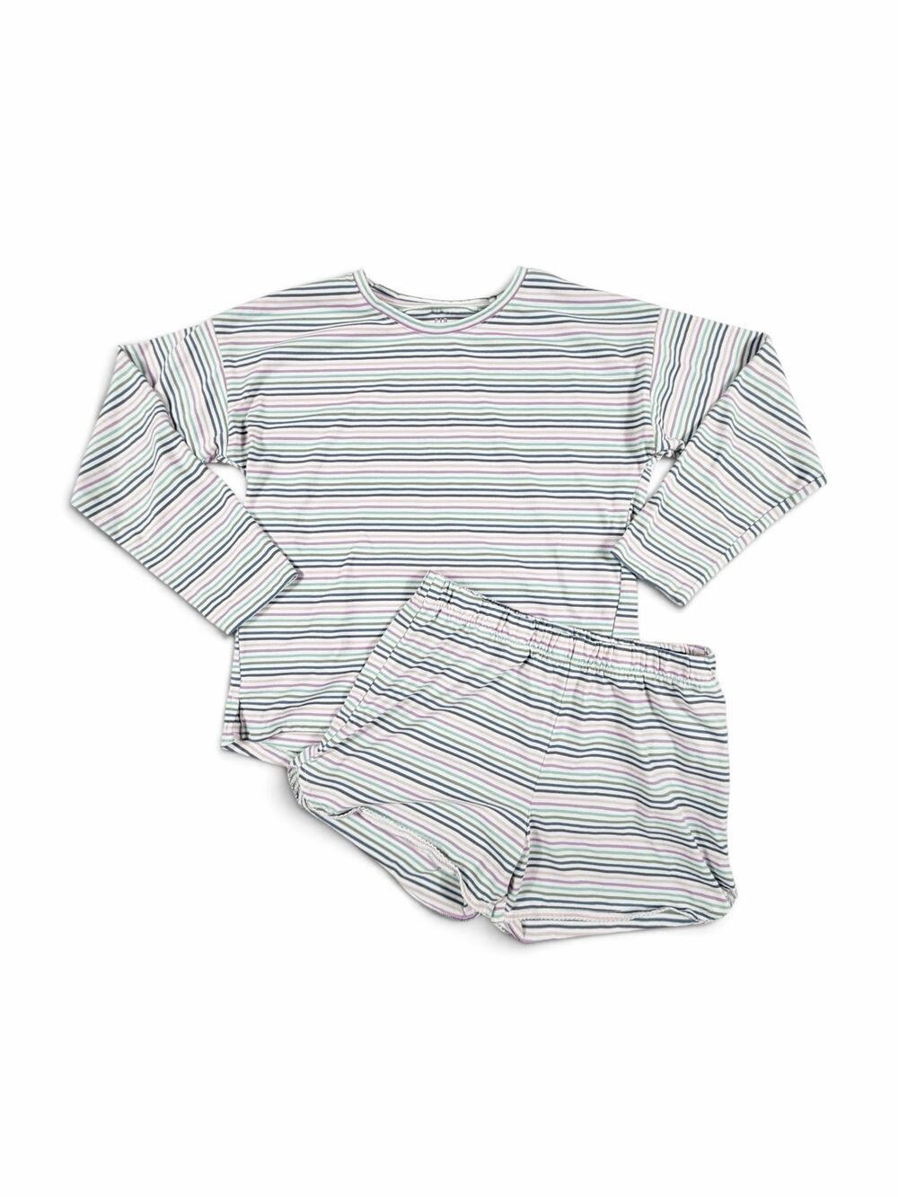 Gap Kids Striped Long Sleeve Pajama Top Shorts Set Multicolor Size 14